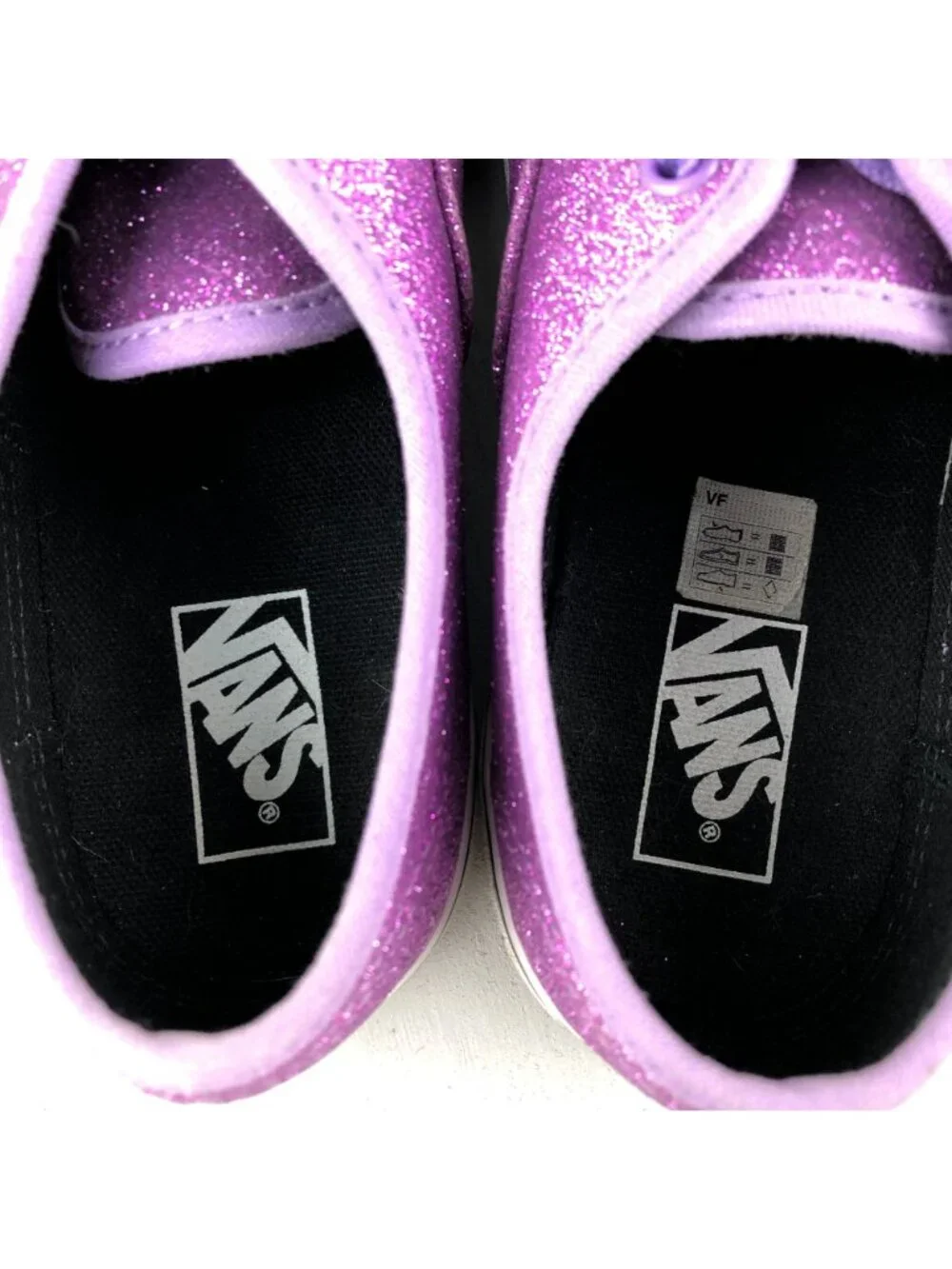 Vans Kids Size 3 Purple Glitter Closed Toe Lace-Up Skate Shoes Casual Sneakers